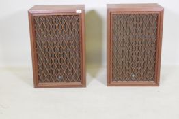 A pair of Pioneer CS-99A, 100 watt floor speakers in walnut cases, 42 x 29 x 63cm
