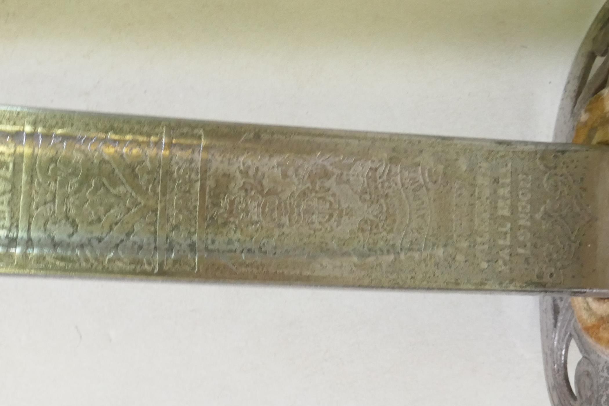 An 1854 pattern George V Coldstream Guards officer's sword by Henry Wilkinson, No 43175, etched with - Image 4 of 10