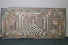 A specimen inlaid marble trompe l'oeil table top, AF, 184 x 92cm