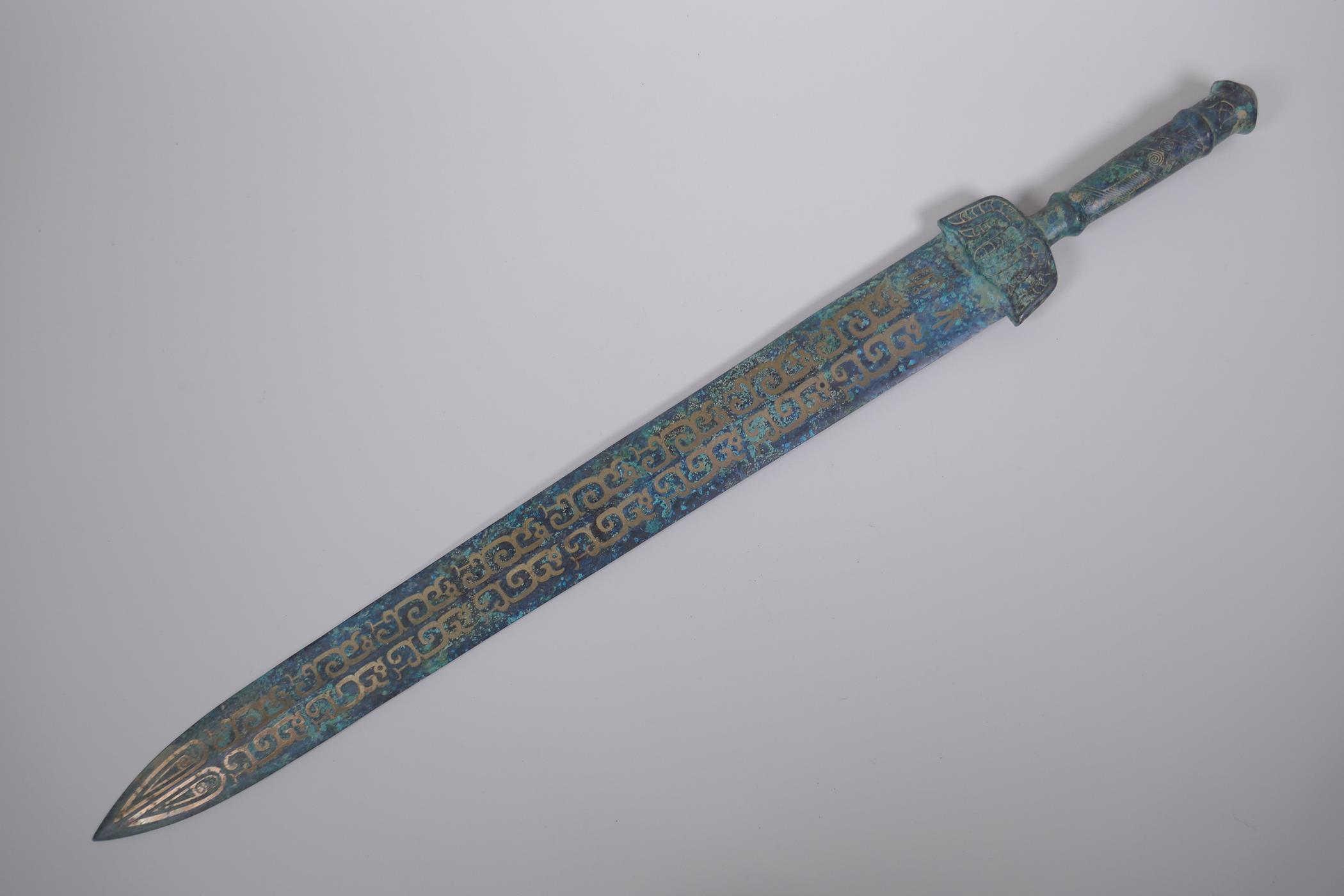 A bronze Archaic style short sword, 62cm long