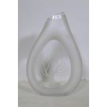 An etched glass vase, 52cm high