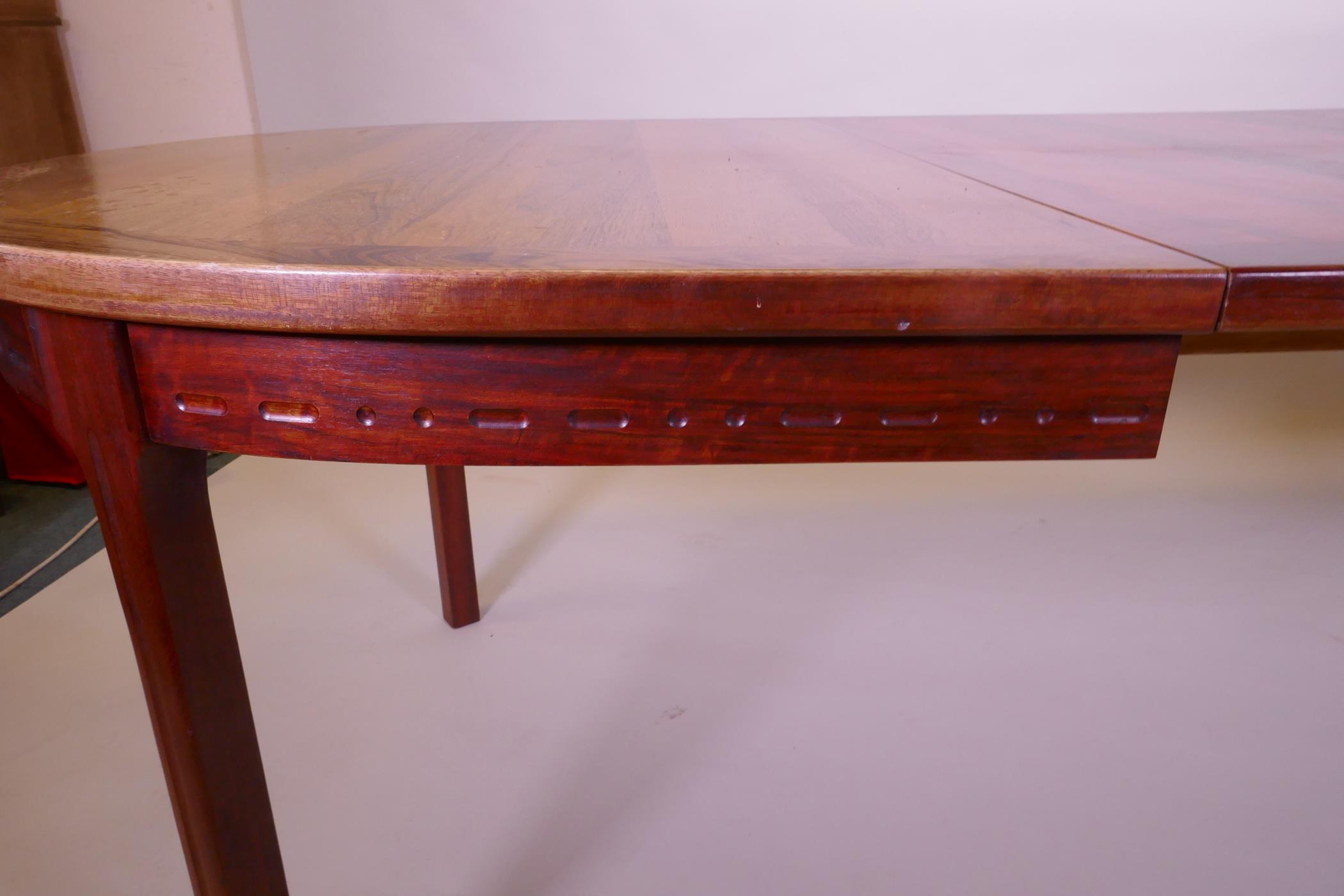 A mid century Danish Bjarnum dining table and seven chairs by Troeds, the table with two stowed - Image 5 of 7