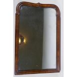 An antique walnut mirror, adapted, 46 x 71cm