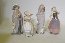 Four Nao porcelain figures and Royal Doulton Figure of the Year 1993, Patricia, Fleur, Playtime