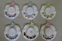 A set of six Aynsley Summer Breeze porcelain bonnets, 18cm diameter