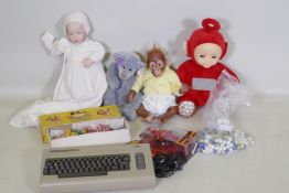 A Classic Ty bear, Teletubby, vintage Pelham Puppet, Franklin Heirloom doll, Simon Laurens orangutan