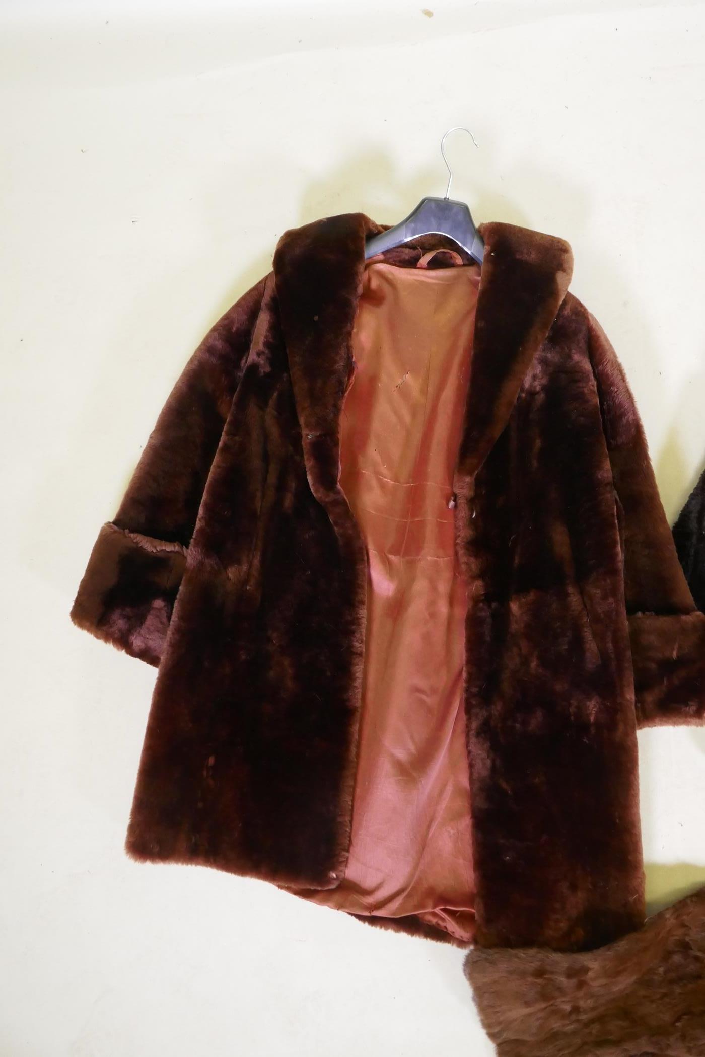 Two vintage fur jackets and two similar fur stoles, AF, largest 1m long - Image 2 of 4