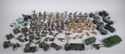 A large quantity of vintage plastic WWII toy soldiers, various makers including Timpo, Lone Star,