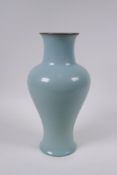 A Chinese Ru ware style porcelain baluster vase, 28cm high