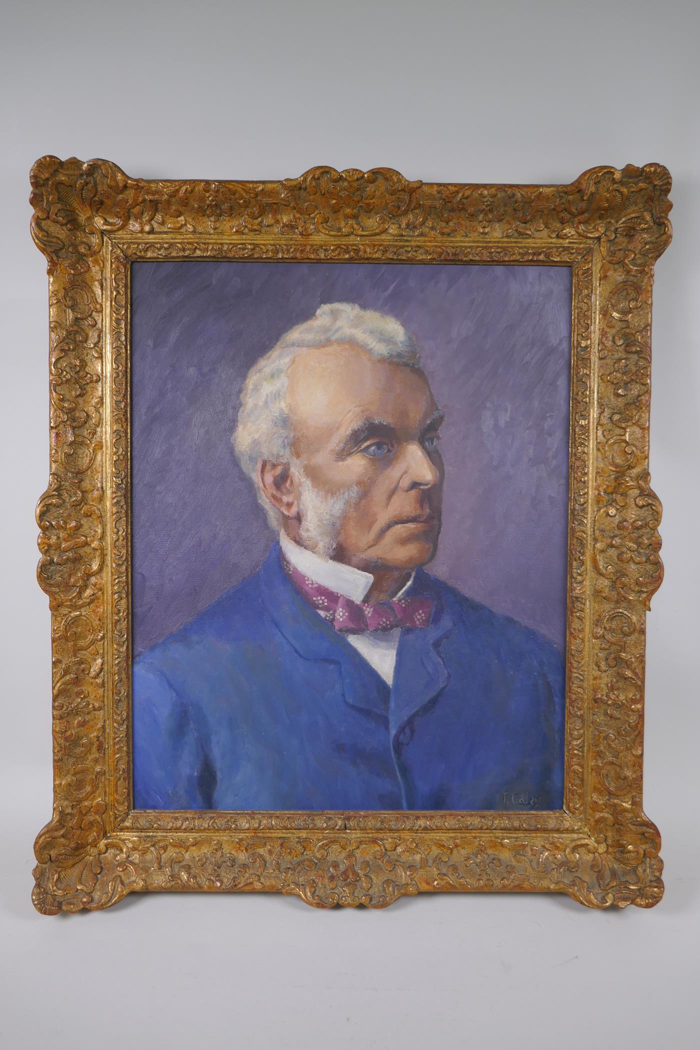 T. Caley, portrait of a gentleman, oil on board, 40 x 50cm - Image 2 of 4