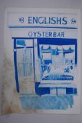 Glynn Boyd Harte (British, 1948-2003), English Oyster Bar, monotone lithograph, unsigned, AF;