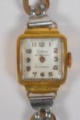 An 18ct gold cased Odeon Antimagnetic cocktail watch