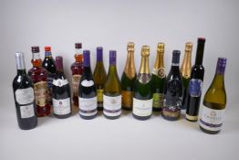 A collection of assorted sparkling, white, red and fortified wines including Louis Chavrey Champagne