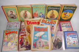 A large quantity of vintage British comics, loose single issues and annuals, including Chatterbox,
