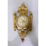 A Swedish giltwood cased cartel clock, the convex painted enamel dial inscribed Erik W. Hultin,