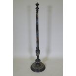 An oriental bronze and cloisonne floor lamp, 124cm high