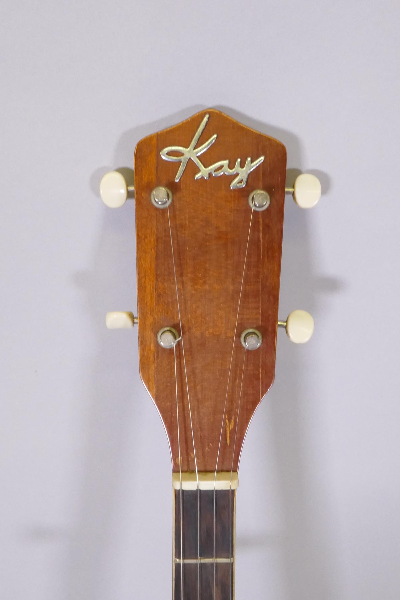 A 1950s Kay five string banjo, with a carry case, 98cm long, 34cm diameter - Image 3 of 7