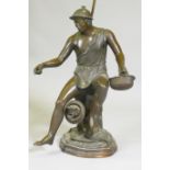 A Grand Tour bronze figure after the antique of the Neapolitan Fisherman from the Casa della Fontana
