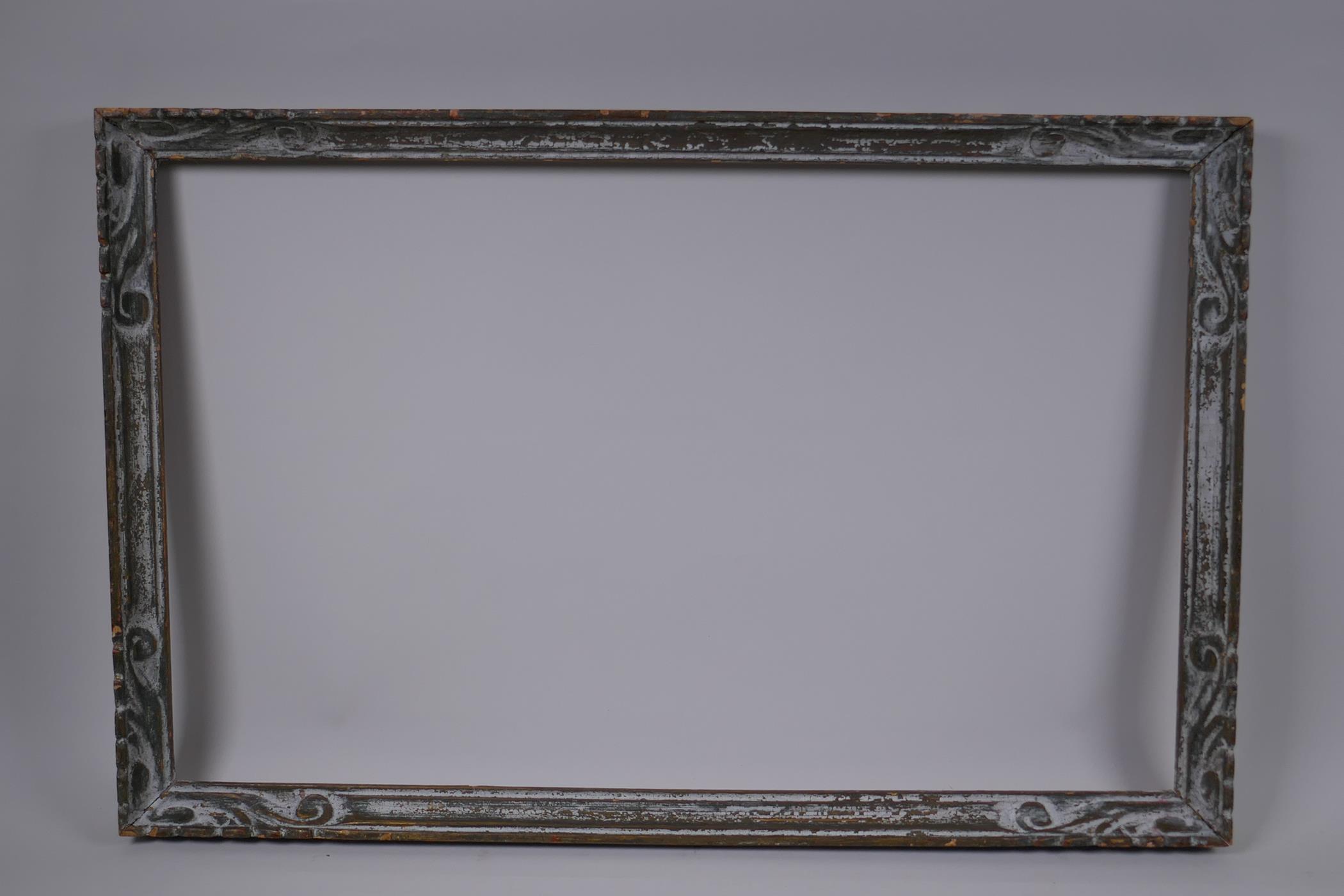 A giltwood picture frame, with bead and corner leaf decoration, and an early C20th carved wood - Image 3 of 3