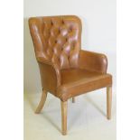 A leather button back desk chair, AF