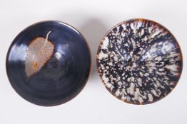 A Chinese Cizhou kiln bowl of conical form with leaf skeleton decoration, and another with