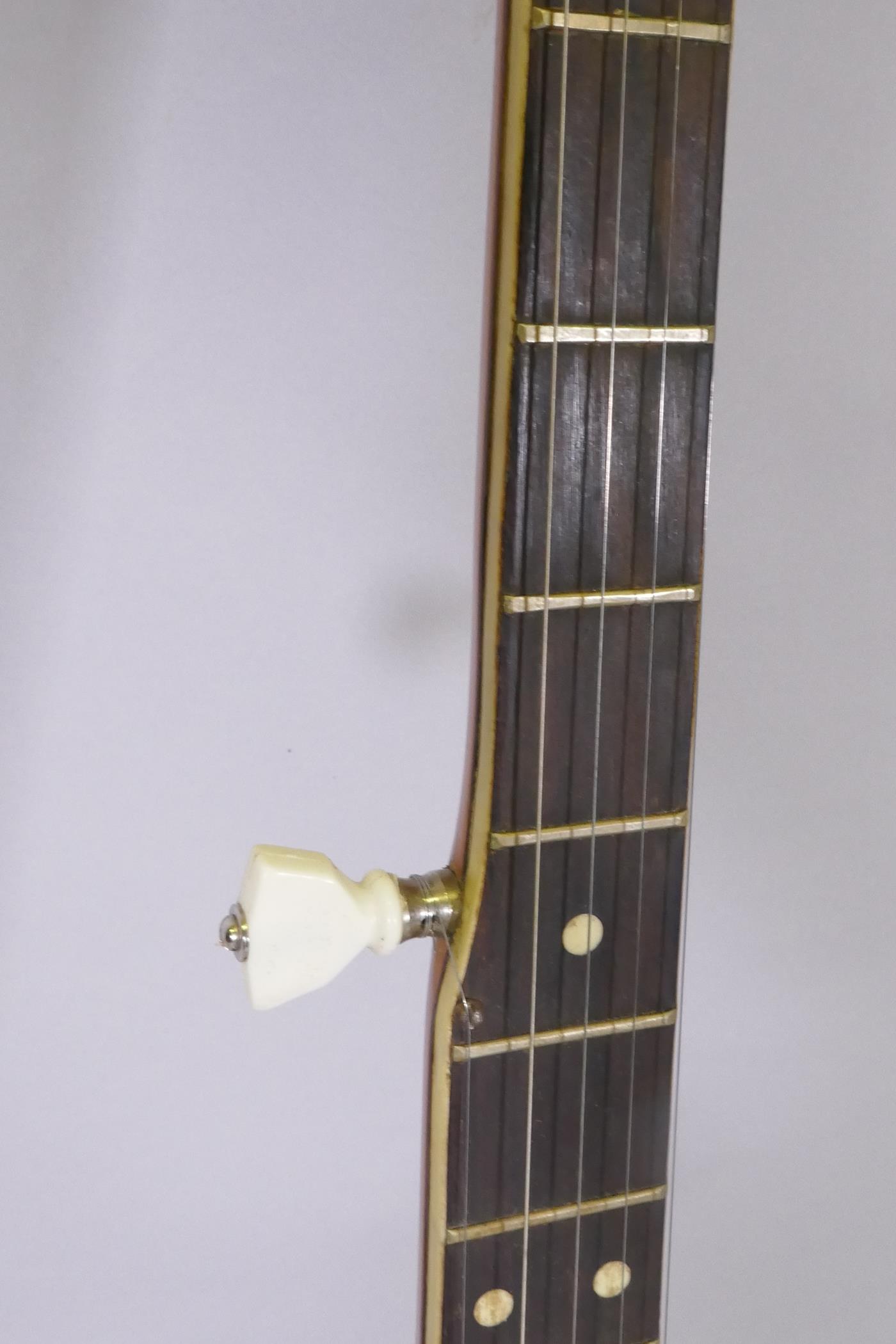 A 1950s Kay five string banjo, with a carry case, 98cm long, 34cm diameter - Image 4 of 7