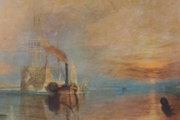 After Turner, The Fighting Temeraire, Fiehl reproduction print on canvas, 57 x 43cm