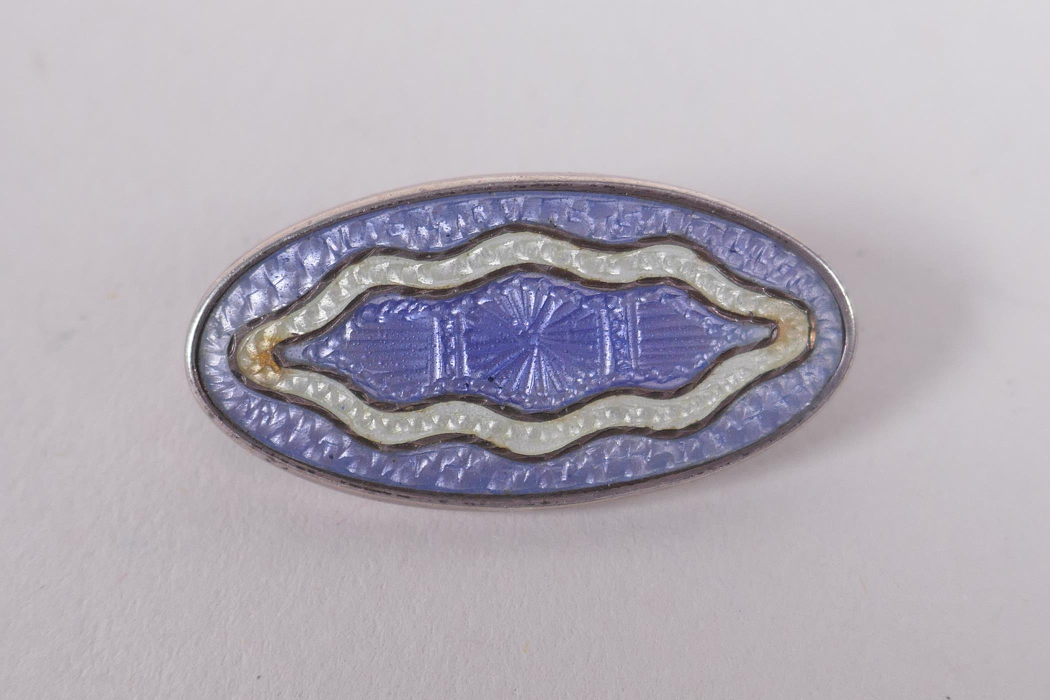 A vintage sterling silver and guilloche enamel oval brooch, and a vintage 925 silver and stone set - Image 2 of 4