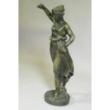 A late C19th Italian Grand Tour style bronze figure after the antique, with dedication to the base