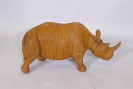 A cast iron rhinoceros, 45cm long