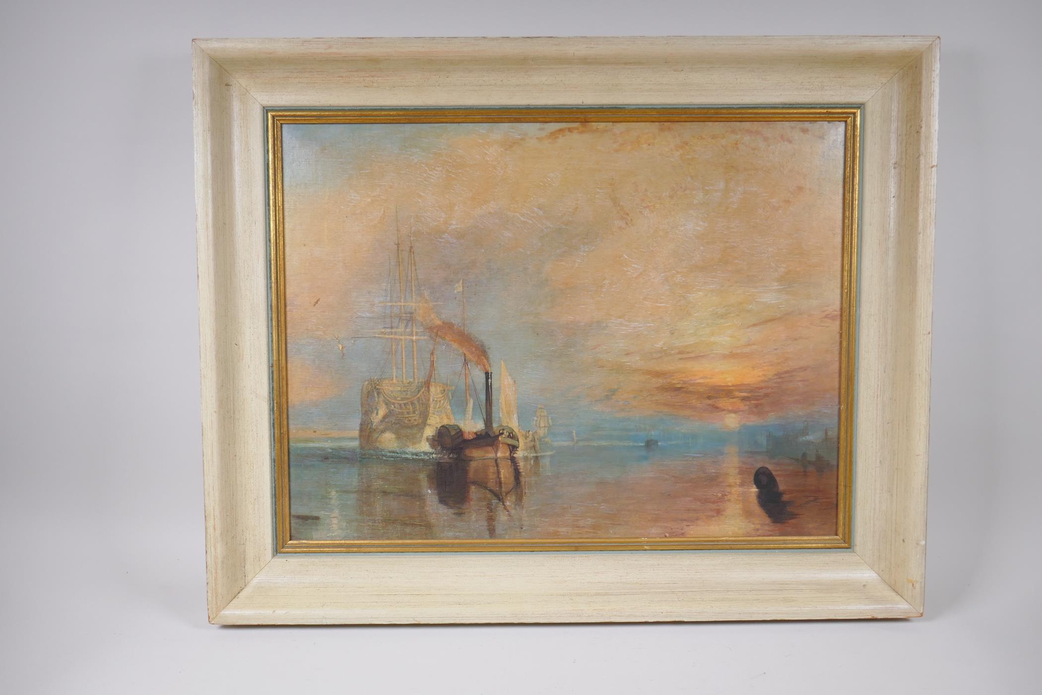 After Turner, The Fighting Temeraire, Fiehl reproduction print on canvas, 57 x 43cm - Image 2 of 5
