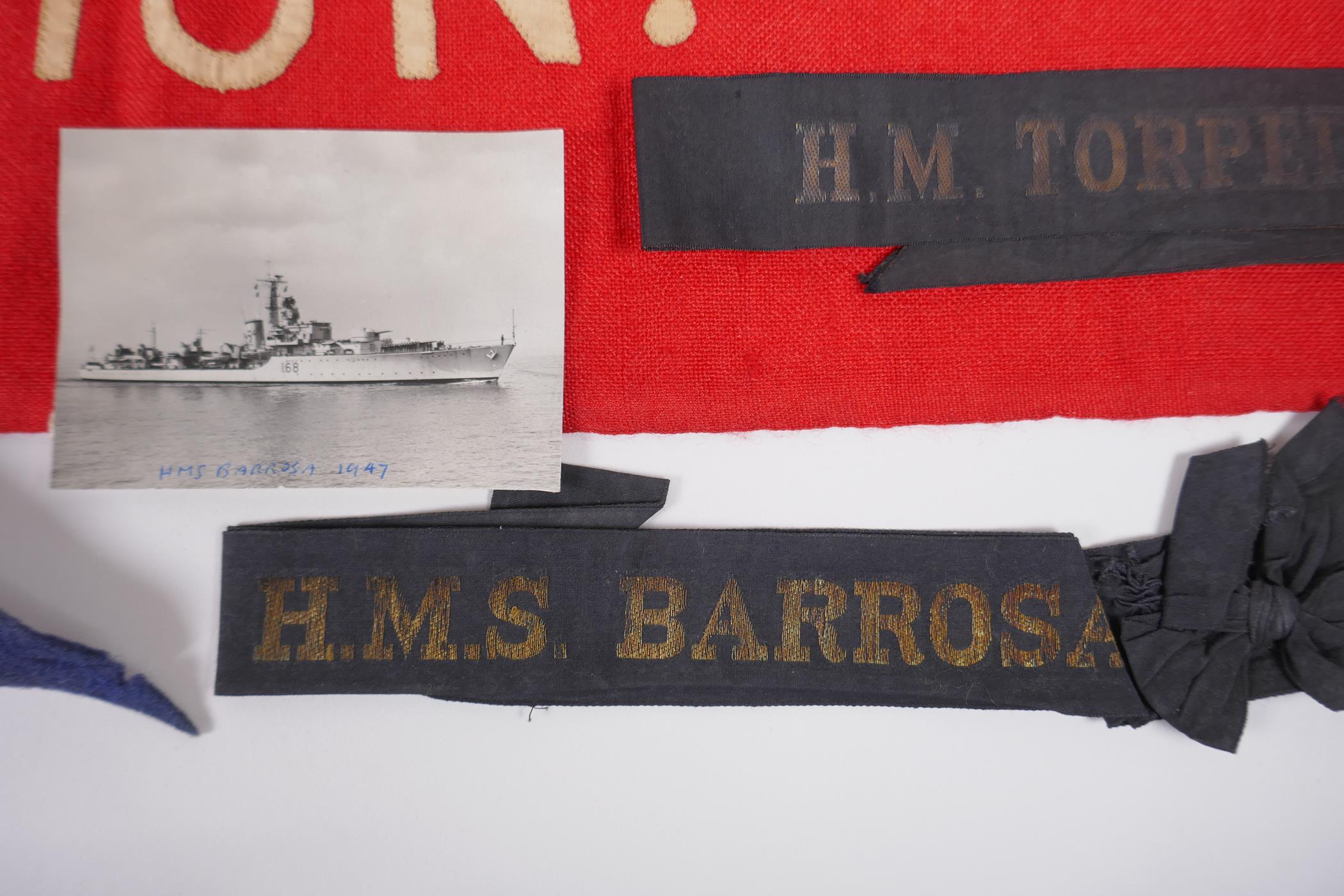 Of Naval Interest: a vintage ship's pennant for the H.M.S. Lion and another for the H.M.S. - Image 5 of 6