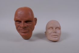 Two puppet heads/maquettes by Phil Eason, relating to Gerry Anderson, largest 14cm high