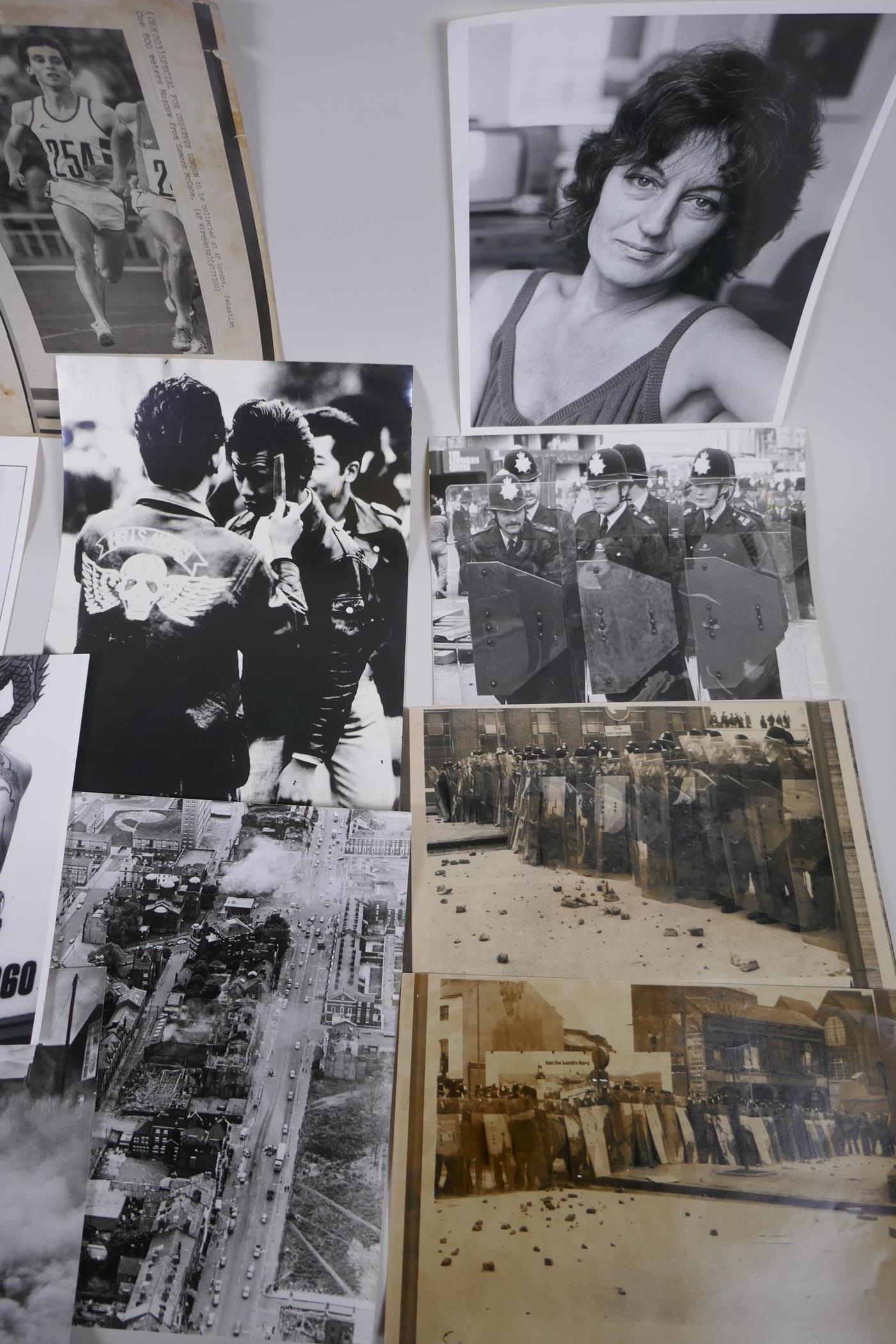 A quantity of vintage black and white press photographs including the '80s riots, specifically - Image 2 of 6