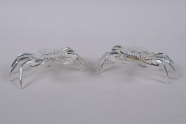 A pair of silver plated salts in the form of crabs, 12cm wide