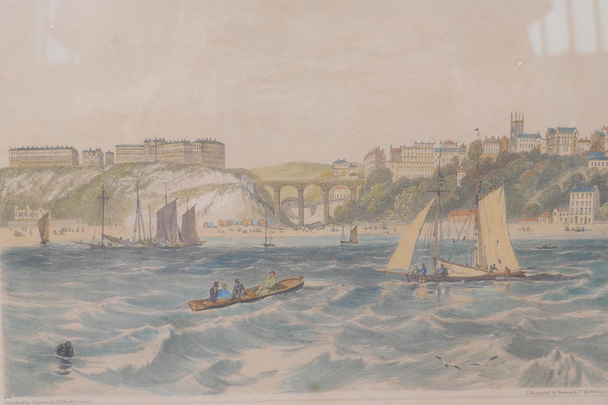 A C19th hand coloured lithograph, Scarborough from the Sea, and another similar depicting the - Image 2 of 6