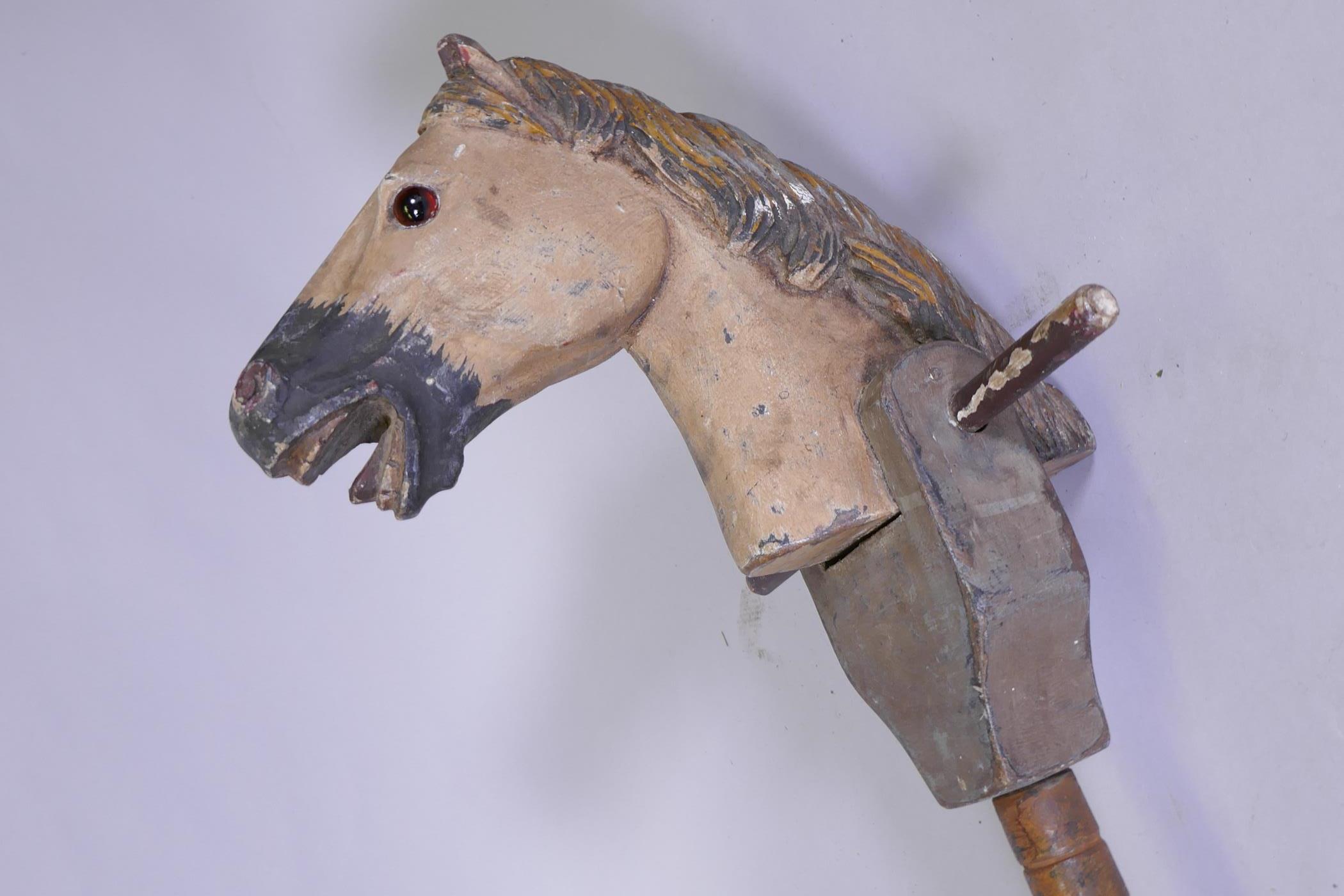 A painted wood Victorian style hobby horse, 98cm high - Image 2 of 3