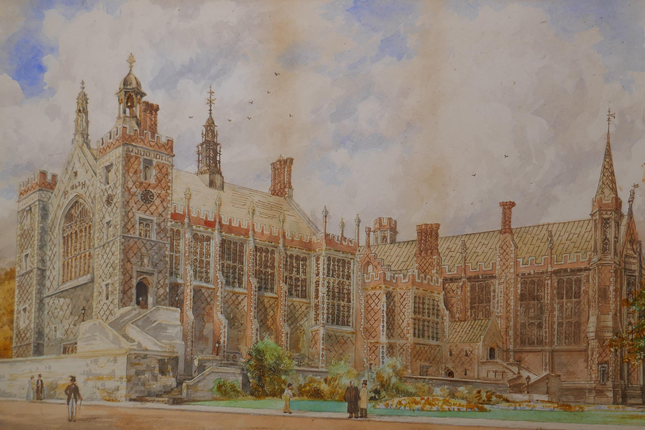 T. Cowlishaw, Lincoln's Inn (18)96, watercolour, and another of Harrow school buildings and - Image 3 of 7