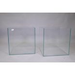 A pair of glass display planters, 48 x 48cm, 50cm high