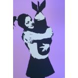 After Banksy, Bomb Hugger, limited edition copy print No. 189/500, by the West Country Prince, 50