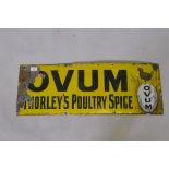 A vintage ovum Thorley's poultry spice enamel sign, by Griffith and Browett, 1901 Co Ltd