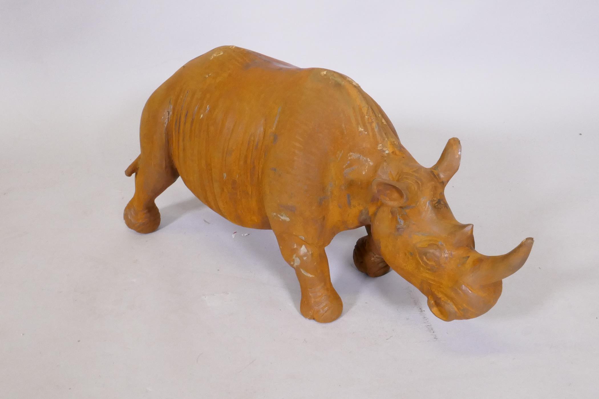 A cast iron rhinoceros, 45cm long - Image 2 of 2