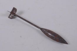 A WWI British Royal Flying Corps aerial flechette dart, stamped Bristol Regd, 13cm long