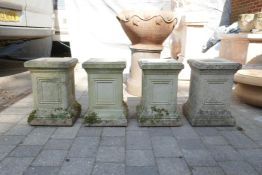Set of four concrete pedestals, 26 x 26 x 40cm