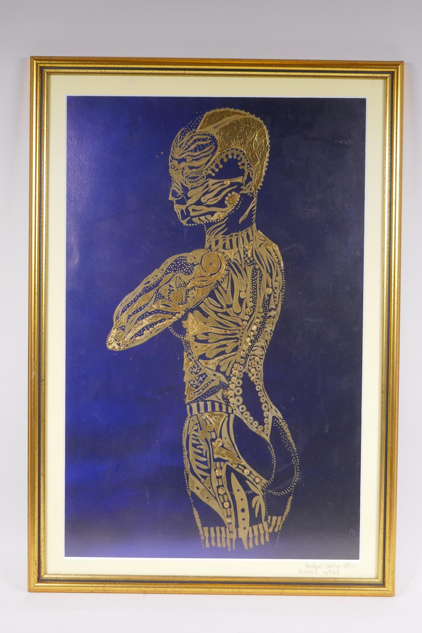 Penelope Oakley, Fidens, 2011, limited edition, giclee print hand finished with gold ink and gold - Image 2 of 3