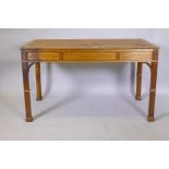 A Chinese Chippendale mahogany desk with three drawers, 126 x 69, 74cm high