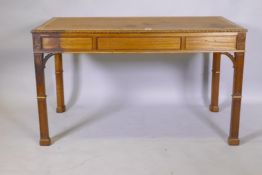 A Chinese Chippendale mahogany desk with three drawers, 126 x 69, 74cm high