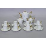 A CH Field Haviland Limoges eight place coffee set, coffee pot 18cm high