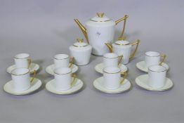 A CH Field Haviland Limoges eight place coffee set, coffee pot 18cm high