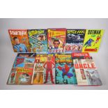 An assorted collection of retro British children's TV annuals including Thunderbirds, Captain
